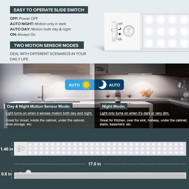 BLS 84 LED Closet Lights - Battery Powered, Super Bright Under Cabinet Lighting with Motion Sensor, Wireless, 3200mah Rechargeable Battery, 120 Days Run Time - Image 4